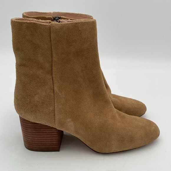 J. Crew Tan Ankle Booties women 10 Block Heel suede tan casual dress event Y2K - Picture 5 of 15